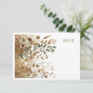 Goldene Wiese Aquarell Wildblumen Hochzeit Mitteilungskarte