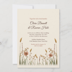 Goldene Wiesen Gräser Boho Hochzeitseinladung Einladung