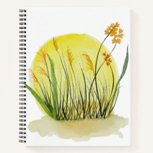 Goldene Wiesen-Wasserfarben-Kunst drucken Notizbuch