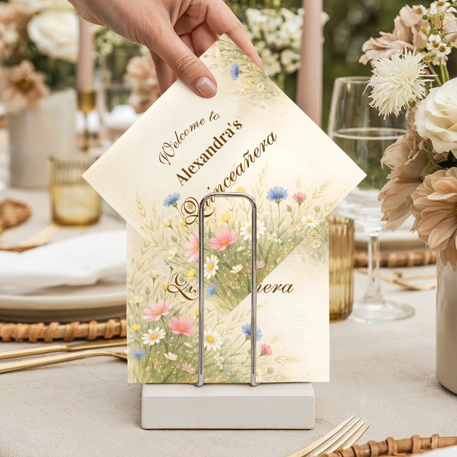 Goldene Wiesen Wildblumen Quinceañera Serviette (Von Creator hochgeladen)