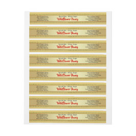 Goldene Wildblume rund um das Honig Jar Food Label
