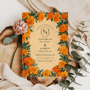 Goldene Wildblume Rustikales Thema Hochzeit im Her Einladung