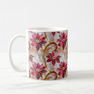 Goldene Wirbel Burgundy Pink Weihnachten Poinsetti Kaffeetasse