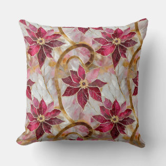Goldene Wirbel Burgundy Pink Weihnachten Poinsetti Kissen