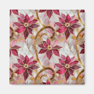 Goldene Wirbel Burgundy Pink Weihnachten Poinsetti Magnet