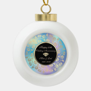 Goldene Wirbel Holografisch 50. Hochzeitstag Keramik Kugel-Ornament