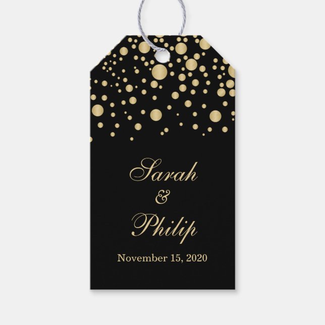 Goldene Wirkung Konfetti Hochzeit Danke, Geschenk  Geschenkanhänger (Vorderseite)