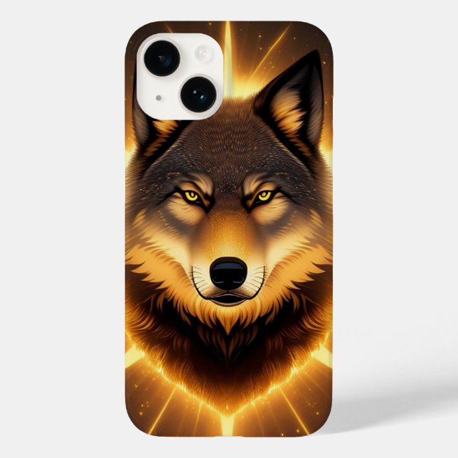Goldene Wolf-Illustration im strahlenden Licht Case-Mate iPhone Hülle (Rückseite)