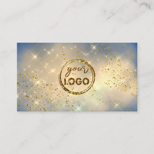 goldene Wolke Ihr Logo auf blau Visitenkarte (Vorderseite)