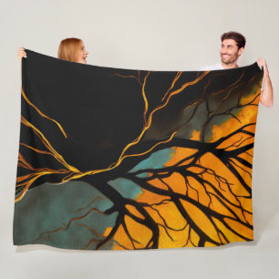 Goldene Wurzeln und Zwielichtbaum Fleecedecke