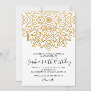 Goldene Yoga zum Geburtstag Einladung