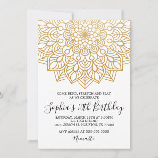 Goldene Yoga zum Geburtstag Einladung