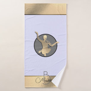 Goldene Yogi-Silhouette Badehandtuch