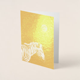 Goldene Zebra mit dem Mond Folienkarte