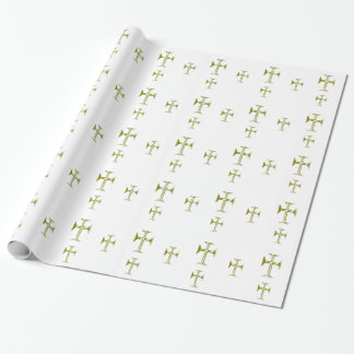 Goldene zerstörte byzantinische Kreuz Geschenkpapier