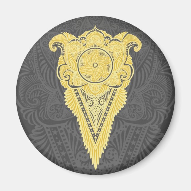 Goldene Zierflame Magnet (Vorne)