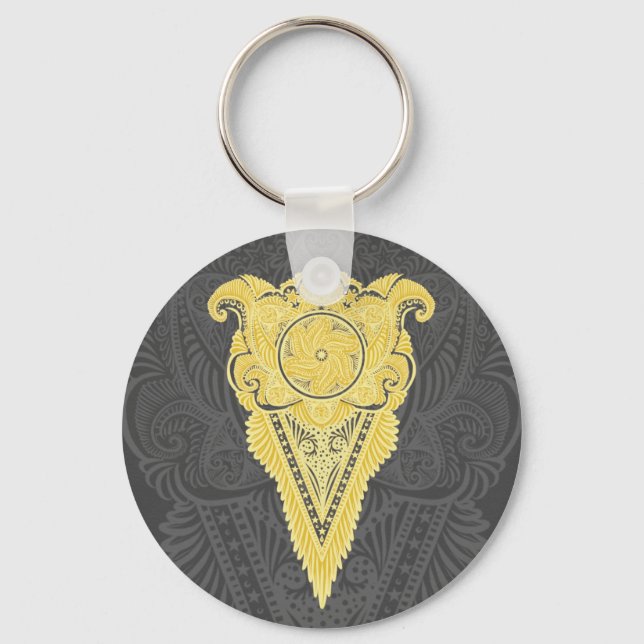 Goldene Zierflame Schlüsselanhänger (Vorderseite)