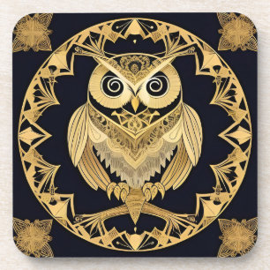 Goldene Zierschale mit dekorativem Design Getränkeuntersetzer