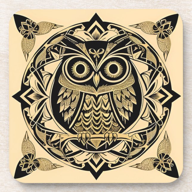 Goldene Zierschale mit dekorativem Design Getränkeuntersetzer (Vorderseite)