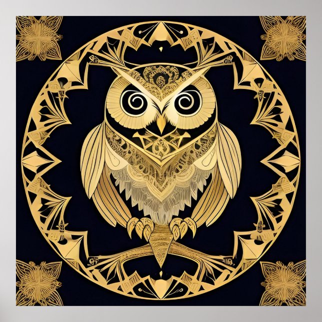Goldene Zierschale mit dekorativem Design Poster (Vorne)