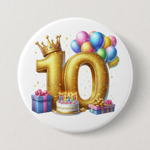 Goldener 10. Geburtstag Button