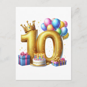 Goldener 10. Geburtstag Postkarte