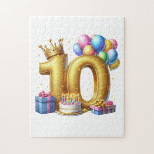 Goldener 10. Geburtstag Puzzle
