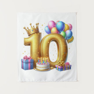 Goldener 10. Geburtstag Wandteppich