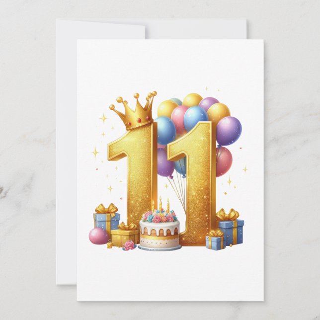 Goldener 11. Geburtstag Ankündigung (Vorderseite)