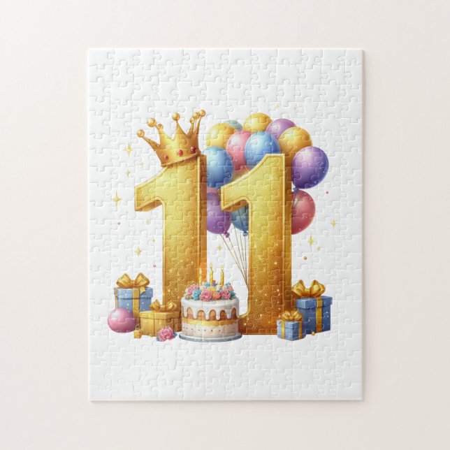 Goldener 11. Geburtstag Puzzle (Vertikal)