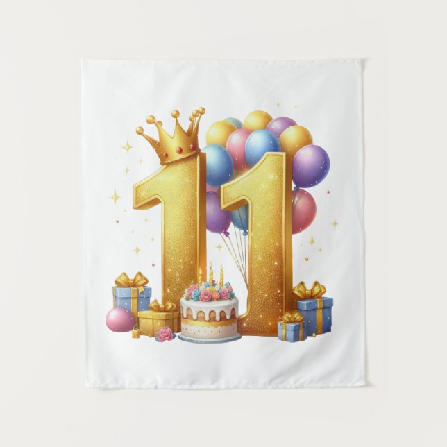 Goldener 11. Geburtstag Wandteppich (Vorderseite)