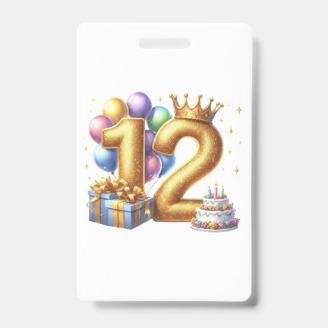 Goldener 12. Geburtstag Ausweis (Vorderseite)