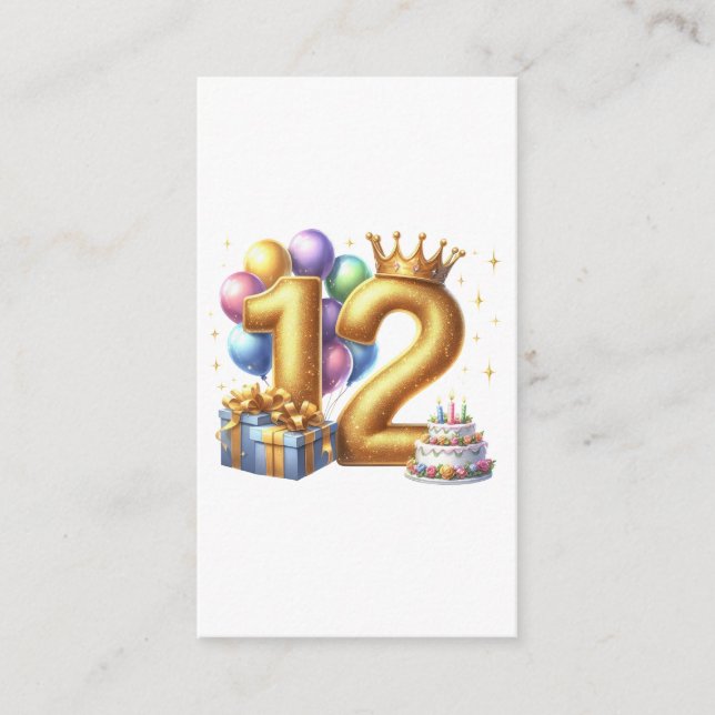 Goldener 12. Geburtstag Begleitkarte (Vorderseite)