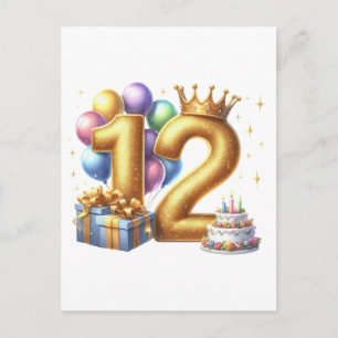 Goldener 12. Geburtstag Postkarte
