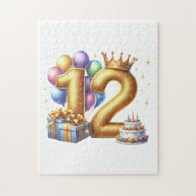 Goldener 12. Geburtstag Puzzle (Vertikal)