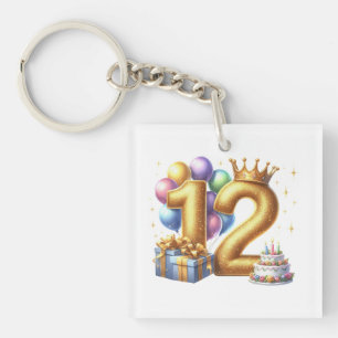 Goldener 12. Geburtstag Schlüsselanhänger