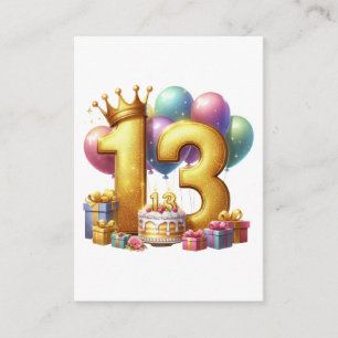 Goldener 13. Geburtstag Begleitkarte