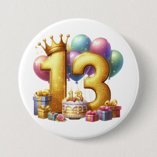 Goldener 13. Geburtstag Button