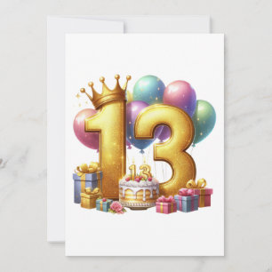 Goldener 13. Geburtstag Dankeskarte