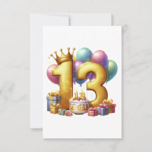 Goldener 13. Geburtstag Dankeskarte
