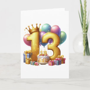 Goldener 13. Geburtstag Dankeskarte