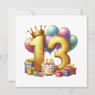 Goldener 13. Geburtstag Einladung