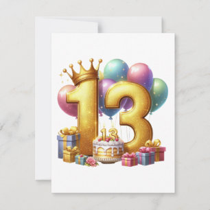 Goldener 13. Geburtstag Einladung