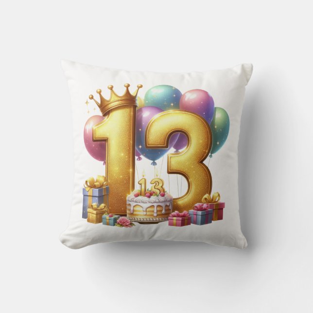 Goldener 13. Geburtstag Kissen (Vorderseite)