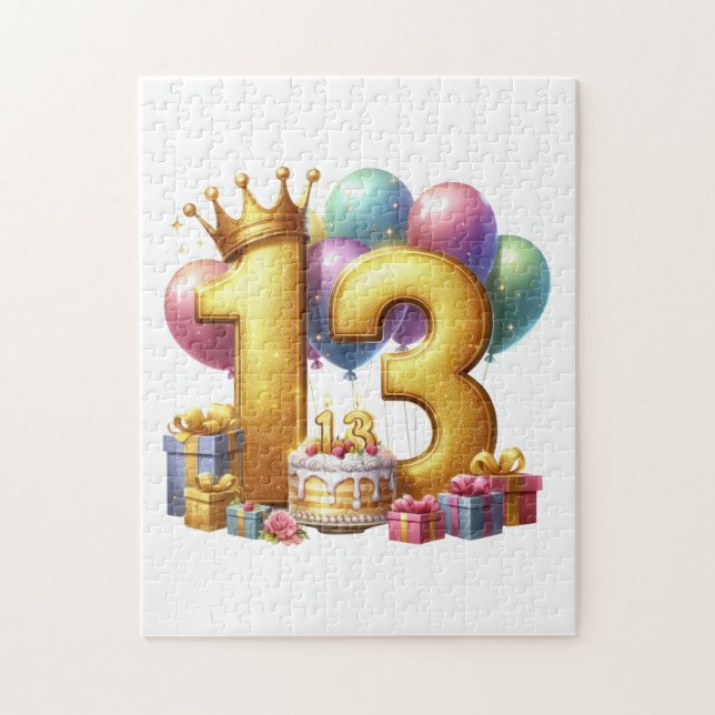 Goldener 13. Geburtstag Puzzle (Vertikal)
