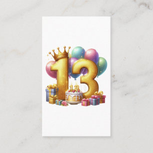 Goldener 13. Geburtstag Visitenkarte