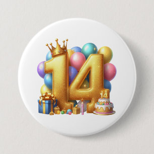 Goldener 14. Geburtstag Button