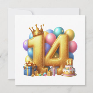 Goldener 14. Geburtstag Einladung