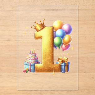 Goldener 1. Geburtstag Acryleinladungen
