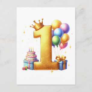 Goldener 1. Geburtstag Feiertagspostkarte